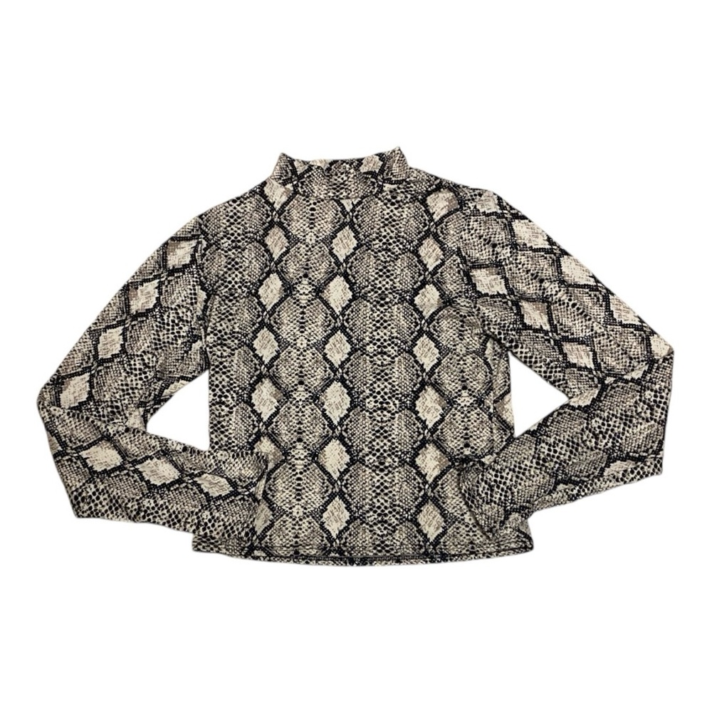 Olivia Rae Snakeskin Print Mock Neck Long Sleeve Crop Top Size M - Picture 2 of 8